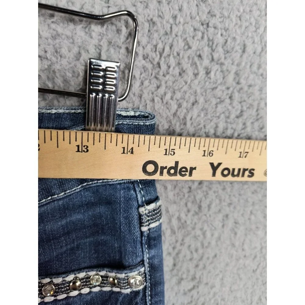 Miss Chic USA Bling Skinny Stretch‎ Flap Pocket Jeans Womens Juniors 5 Waist 29